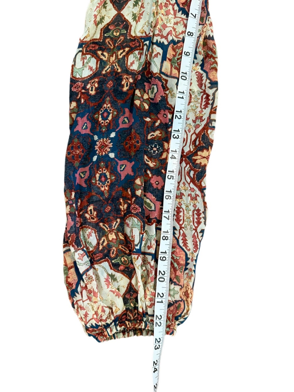 Anthropologie Estela Sheer Printed Blouse Medium Boho Rug Print Balloon Sleeve - Picture 16 of 16